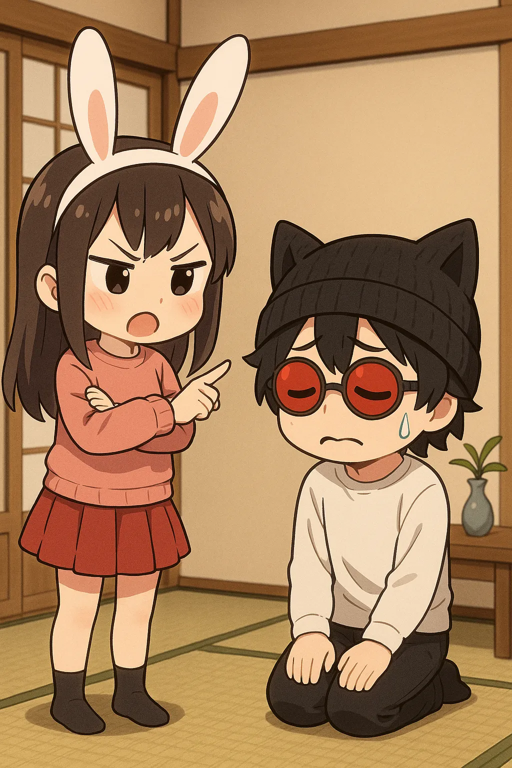 「写真の説明」怒られているけんじーまん