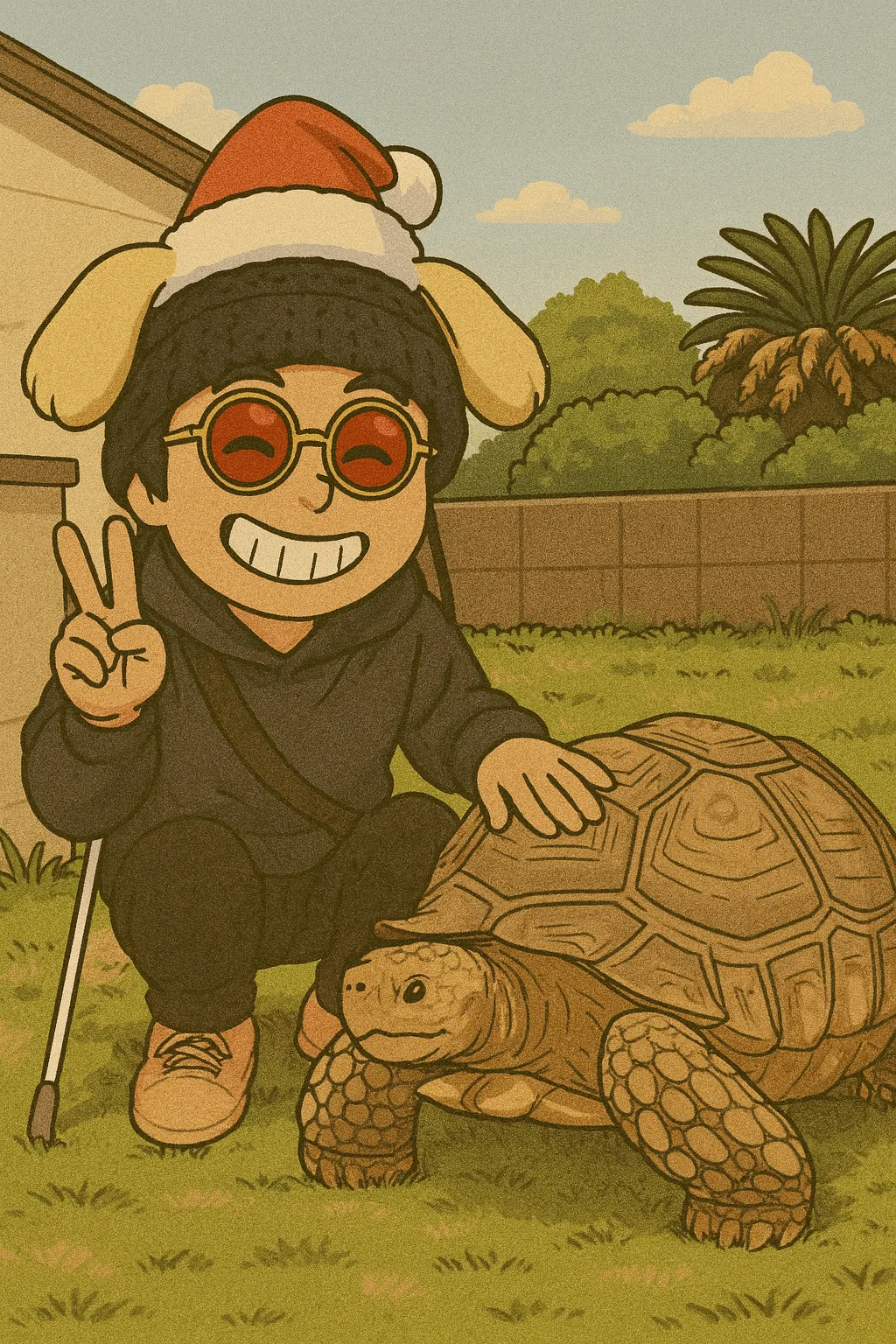 「写真の説明」けんじーまんとケヅメリクガメ