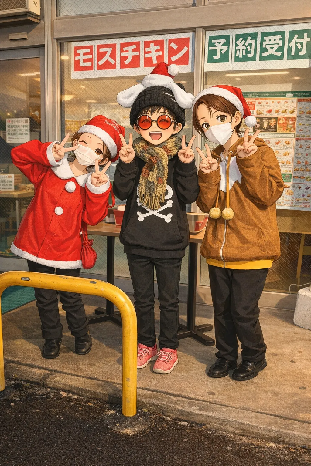 「写真の説明」モスサンタと記念写真