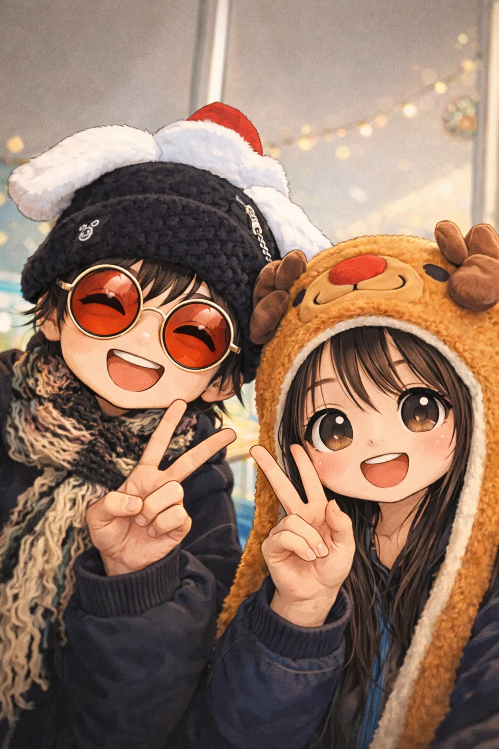 「写真の説明」けんじーまんとトナカイの記念写真