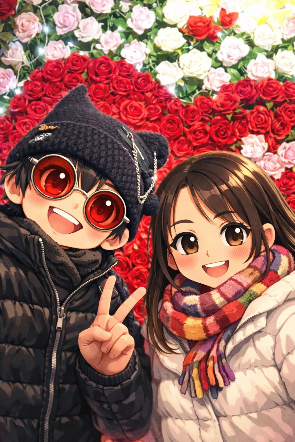 「写真の説明」エントランスのバラのフォトスポットで記念写真