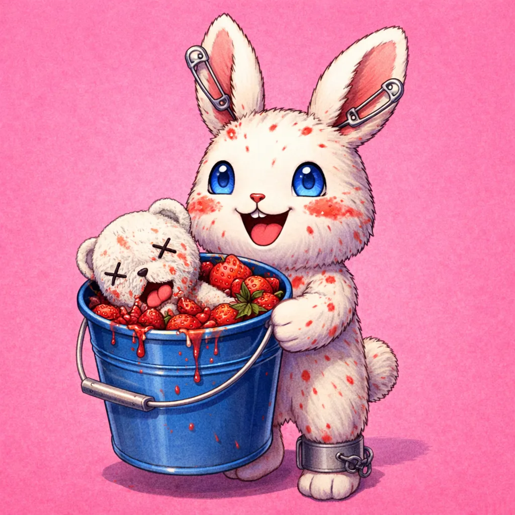 「写真の説明」いちご狩りをしてるうさぎちゃん