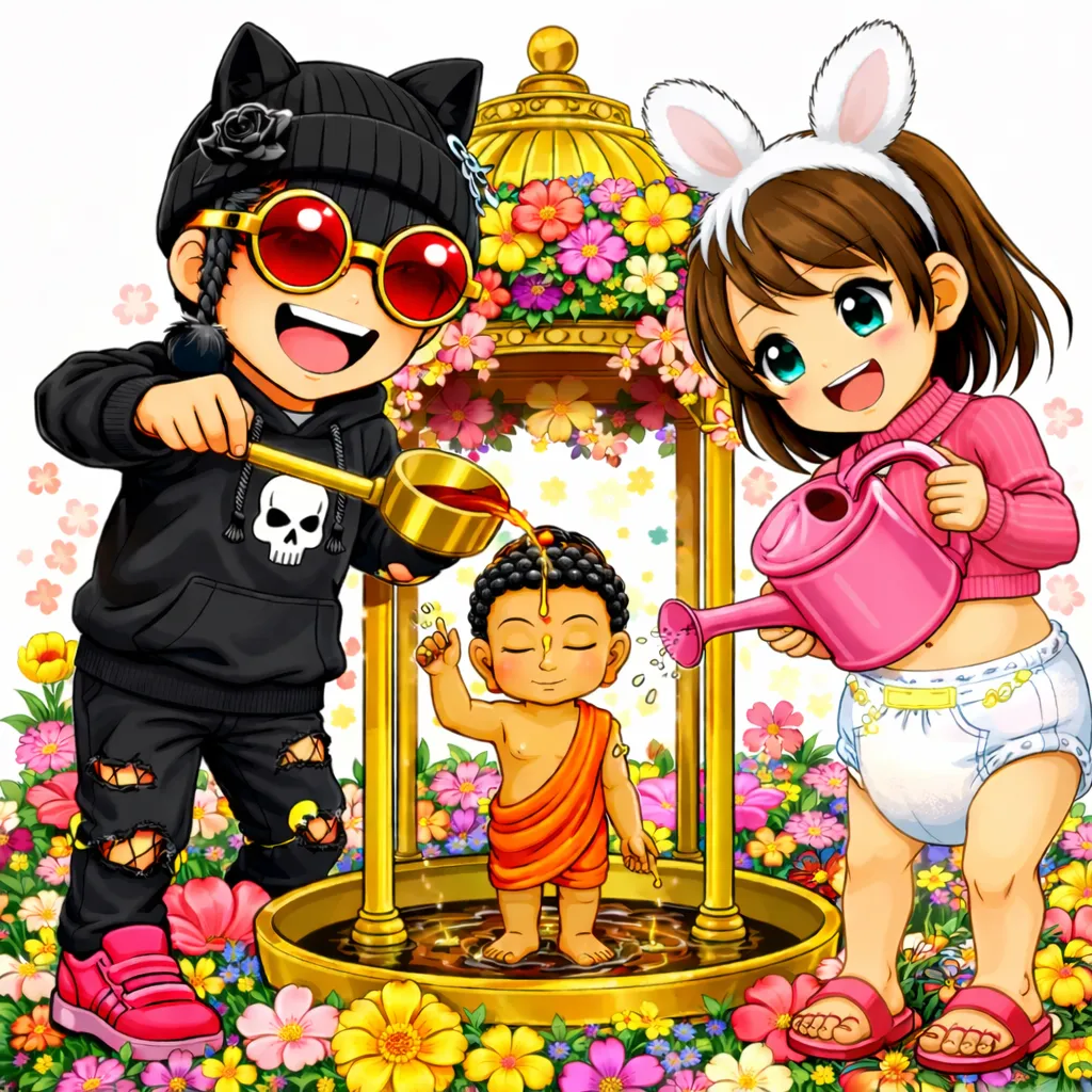 「写真の説明」花まつりを楽しむ僕とマガンダ